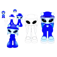a drawing of a blue alien character