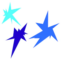 three blue and blue stars on a white background