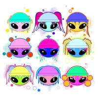 a group of aliens with different hairstyles